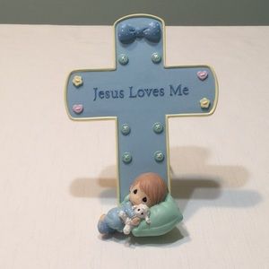 Precious Moments Porcelain Cross w/Stand & Hanger